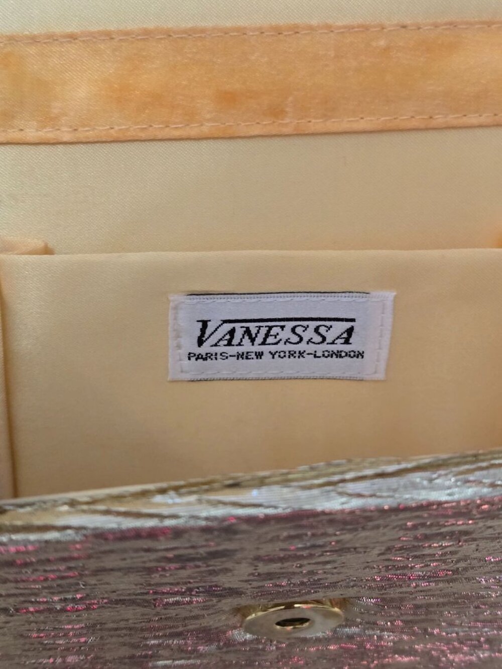 Vintage Vanessa Gold Evening Bag With Rope Strap Holiday Party Crossbody - Picture 5 of 11